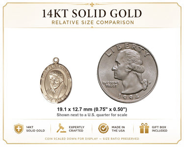 Medalla colgante de San Pedro Canisio de oro macizo de 14 quilates | 1,9 x 1,27 cm | Fabricado en EE. UU. por Bliss