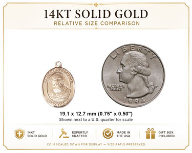 14kt Solid Gold Medium St. Daniel Comboni Patron Saint Medal Pendant