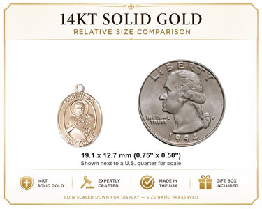 14kt Solid Gold Medium St. Viator of Bergamo Medal Pendant | 3/4 x 1/2 | Handcrafted in USA by Bliss