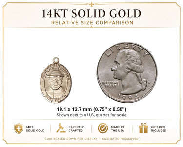 Colgante Medalla de Oro Macizo de 14kt Mediana de San Damián de Molokai Patrón | 1.9 cm x 1.3 cm | Hecho a Mano en EE. UU. por Bliss