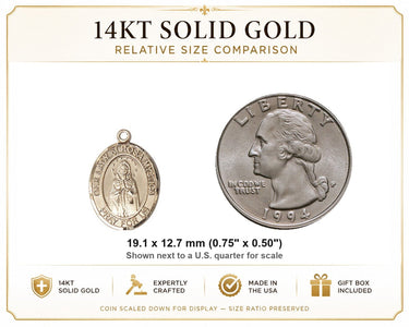 Colgante de Medalla de Nuestra Señora de la Rosa Mística Mediana de Oro Sólido de 14kt | 3/4x1/2" | Hecho a Mano en EE. UU. por Bliss