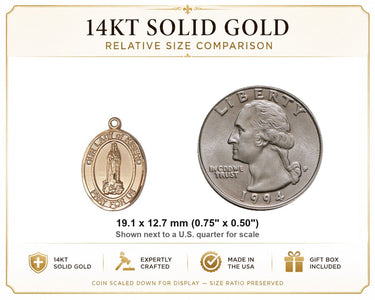 Colgante medalla de oro macizo de 14 kt de la Virgen de Kibeho, tamaño mediano | 1,90 cm x 1,27 cm | Hecho a mano en EE. UU. por Bliss