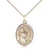 14kt gold filled St. Theodore Stratelates patron saint medal necklace 3/4 x 1/2 inch 18 inch chain handcrafted by Bliss Manufacturing USA