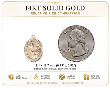 Colgante Medalla de Santa Margarita María Alacoque Mediana de Oro Sólido de 14kt | 1,9 cm x 1,3 cm | Hecho a mano en EE. UU. por Bliss