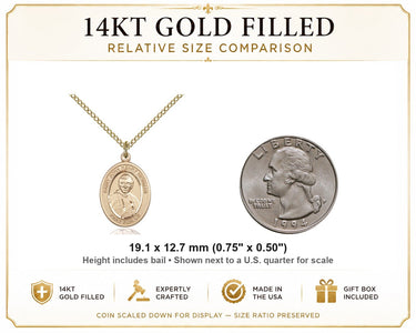 14kt Gold Filled Medium Blessed John Henry Newman Patron Saint Medal Necklace | 3/4" x 1/2" | 18" Chain | USA Made by Bliss