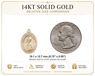 14kt Solid Gold Medium Blessed John Henry Newman Medal Pendant | 3/4" x 1/2" | Handcrafted in USA by Bliss