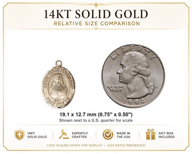 14kt Solid Gold Medium St. Mary MacKillop Medal Pendant | 3/4" x 1/2" | Handcrafted in USA by Bliss