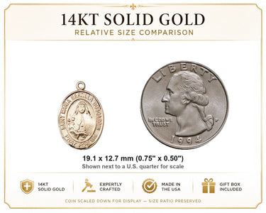 14kt Solid Gold Medium St. Maria Bertilla Boscardin Medal Pendant | 3/4" x 1/2" | Handcrafted in USA by Bliss