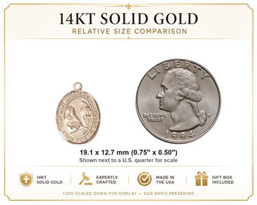 14kt Solid Gold Medium St. Mary Magdalene of Canossa Medal Pendant | 3/4" x 1/2" | Handcrafted in USA by Bliss