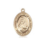 14kt solid gold St. Jadwiga of Poland patron saint medal pendant, 3/4 x 1/2 inch, Bliss Manufacturing