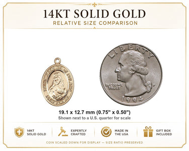 Colgante de medalla mediana de Santa Eduviges de Polonia de oro macizo de 14 kt | 1,9 cm x 1,27 cm | Hecho a mano en EE. UU. por Bliss