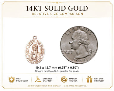 14kt Solid Gold Medium St. Kateri Tekakwitha Medal Pendant | 3/4" x 1/2" | Handcrafted in USA by Bliss