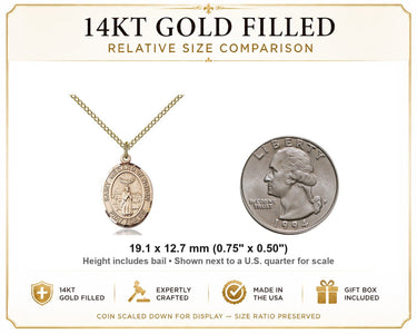 14kt Gold Filled Medium St. Medard of Noyon Medal Necklace | 3/4" x 1/2" | 18" Chain | USA Made by Bliss