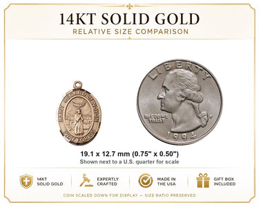 14kt Solid Gold Medium St. Medard of Noyon Medal Pendant | 3/4" x 1/2" | Handcrafted in USA by Bliss