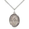 Sterling silver St. Medard of Noyon patron saint medal necklace with 18 inch chain by Bliss Manufacturing