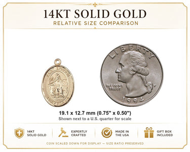 14kt Solid Gold Medium St. Ephrem Medal Pendant | 3/4" x 1/2" | Handcrafted in USA by Bliss