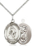 Sterling Silver St. Christopher Wrestling Medal Necklace 3/4 x 1/2 inch on 18 inch chain by Bliss