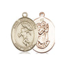 14kt solid gold St. Christopher Track and Field medal pendant 3/4 inch by 1/2 inch medium size handcrafted by Bliss