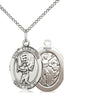 Sterling Silver St Sebastian Baseball Medal Necklace 3/4 inch by 1/2 inch on 18 inch Chain by Bliss