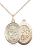 14kt Gold Filled St Sebastian Basketball Medal Necklace 3/4 x 1/2 inch on 18 inch chain by Bliss