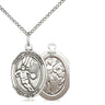 Sterling Silver St. Sebastian Basketball Medal Necklace 3/4 x 1/2 inch with 18 inch Chain by Bliss