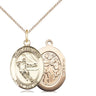 14kt Gold Filled St. Sebastian Hockey Medal Necklace 3/4x1/2 inch pendant 18 inch chain Bliss USA