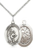 Sterling Silver St. Sebastian Tennis Medal Necklace 3/4 inch by 1/2 inch on 18 inch chain by Bliss Manufacturing