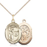 14kt Gold Filled St. Sebastian Golf Medal Necklace 3/4 x 1/2 inch with 18 inch chain by Bliss
