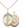 14kt Gold Filled St. Sebastian Softball Patron Saint Medal Necklace 3/4 inch by 1/2 inch on 18 inch chain by Bliss