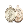 14kt Solid Gold St. Sebastian Softball Medal 3/4 x 1/2 inches Medium Size Bliss USA
