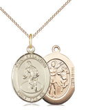 14kt Gold Filled St. Sebastian Wrestling Medal necklace 3/4 inch with 18 inch chain by Bliss