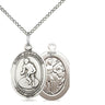 Sterling Silver St. Sebastian Wrestling Medal Necklace 3/4 x 1/2 inch on 18 inch Chain by Bliss