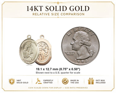 14kt Solid Gold Medium St. Sebastian Track & Field Medal Pendant | 3/4" x 1/2" | USA Made by Bliss