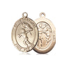 14kt solid gold St. Sebastian track and field medal pendant 3/4 inch by 1/2 inch handmade by Bliss
