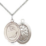 Sterling silver St. Sebastian gymnastics medal necklace, 3/4 inch patron saint pendant on 18 inch chain, handcrafted by Bliss USA
