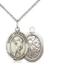 Sterling Silver St. Sebastian Lacrosse Medal Necklace 3/4 x 1/2 inch with 18 inch Chain by Bliss Manufacturing