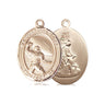 14kt solid gold Guardian Angel football medal pendant, 3/4 x 1/2 inches, handcrafted in USA by Bliss