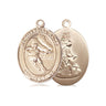 14kt Solid Gold Guardian Angel Hockey Medal Pendant 3/4x1/2 inch by Bliss