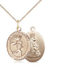14kt Gold Filled Guardian Angel Track and Field mens medal necklace 3/4 inch by 1/2 inch on 18 inch curb chain by Bliss