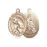 14kt Solid Gold Guardian Angel Track and Field Medal Pendant 3/4 x 1/2 inch handcrafted by Bliss