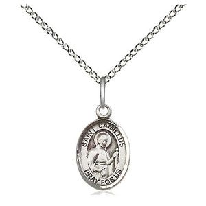 Collar de plata de ley con medalla pequeña de San Camilo de Lelis, patrón | 1/2