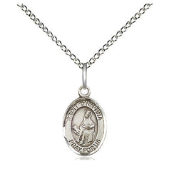 Sterling Silver St. Dymphna patron saint medal necklace 1/2 inch by 1/4 inch with 18 inch chain handcrafted by Bliss