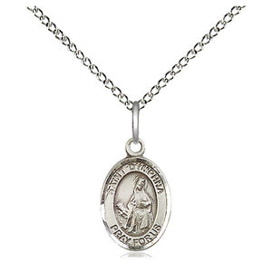Collar de plata de ley con medalla pequeña de Santa Dympna | 1,27 cm x 0,63 cm | Cadena de 45,72 cm | Bliss USA