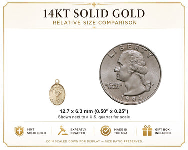 14kt Solid Gold Small St. Florian Medal Pendant | 1/2" x 1/4" | USA Made by Bliss