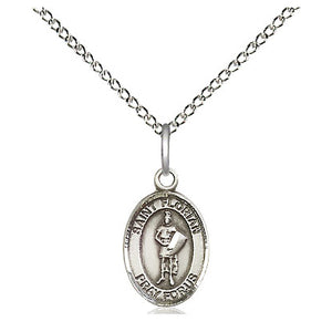 Collar con Medalla Pequeña de San Florián de Plata de Ley | 1/2