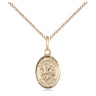 Small 14kt Gold Filled St. George patron saint medal necklace with 18 inch curb chain, handcrafted by Bliss Manufacturing USA