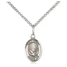 Small sterling silver Holy Spirit pendant necklace with dove design, 1/2 x 1/4 inch medal on 18 inch curb chain, handcrafted by Bliss Manufacturing