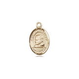 Small 14kt solid gold St. John Bosco patron saint medal pendant, 1/2 inch by 1/4 inch, handcrafted by Bliss
