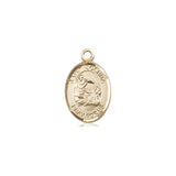 14kt Solid Gold St. Joshua Patron Saint Medal Pendant 1/2 x 1/4 inch Handcrafted by Bliss Manufacturing USA