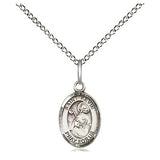 Small Sterling Silver St. Kevin Patron Saint Medal Necklace 1/2 x 1/4 with 18 Inch Chain by Bliss
